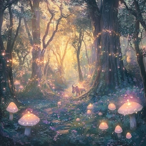 24 Clipart forêt enchantée, art champignon magique, téléchargement numérique, bricolage décoration murale impression d'art PNG forêt aquarelle Clipart fabrication de cartes