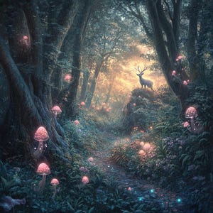 24 Enchanted Forest clipart, magische paddestoel, digitale download, DIY Home decor Wall Art Print, PNG aquarel bos clipart, kaarten maken