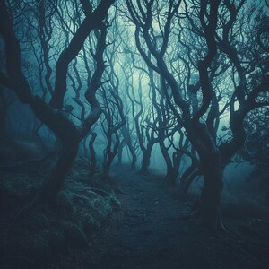 Spooky Forest Clipart, Watercolor Gothic Illustration (Digital Download)