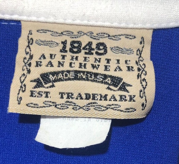 1849 Ranchwear Vintage Royal Blue White Rhineston… - image 8