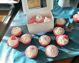 Confezione da 3 cialde di cera profumata a forma di cupcake, regalo per lei, regalo di compleanno, cialde di cera profumata a forma di cibo realistico