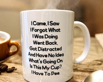 I Came I Saw I Forgot  Coffee Mug, Sarcastic Coffee Mug, Funny Mug, Unique Coffee Gift, Coffee  Lover Gift,  Gift for seniors, gag gift