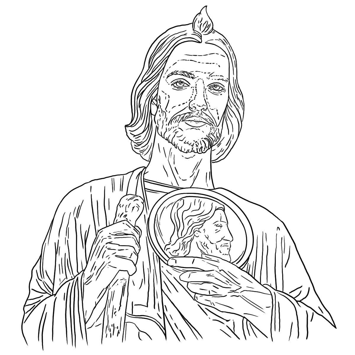 San Judas Outline for Tattoo Stencil - Etsy