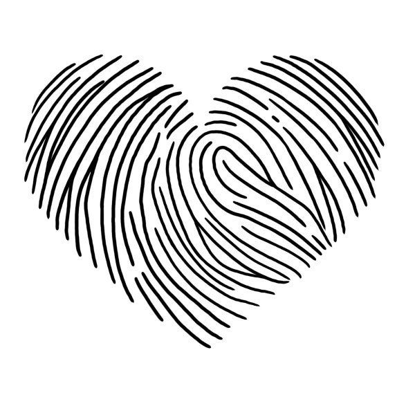 Heart shaped Fingerprint tattoo stencil drawing png