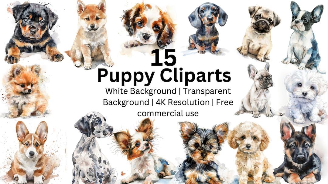 Nursery Art Cute Baby Puppy Dog, Watercolor PNG, Nursery Clipart, Husky ...