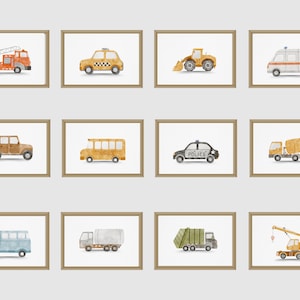 Transportation Themed Nursery: Set of 12 Vehicle Posters for Decor, watercolor transportation poster, nursery vehicles prints