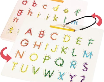 Tablero magnético para trazar el alfabeto, juguete para practicar la escritura en mayúsculas y minúsculas