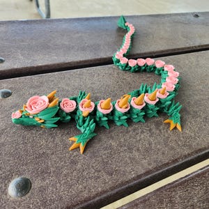 Articulated Rose Dragon | 3D Printed Flower Dragon Fidget Toy | Articulated Fantasy Creature | Rose Garden Dragon Gift