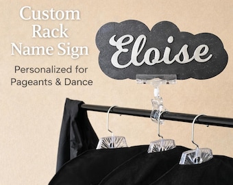 Personalized Garment Rack Name Sign | Custom Pageant Rack Topper | Dance Duffle Competition Rack Sign | 3D Printed Custom Name Display