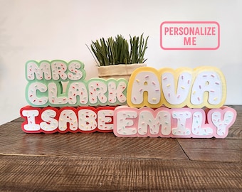 Custom Sprinkles Name Plate for Teachers or Kids – Personalized Cupcake-Inspired Desk Sign, 3D Printed Gift