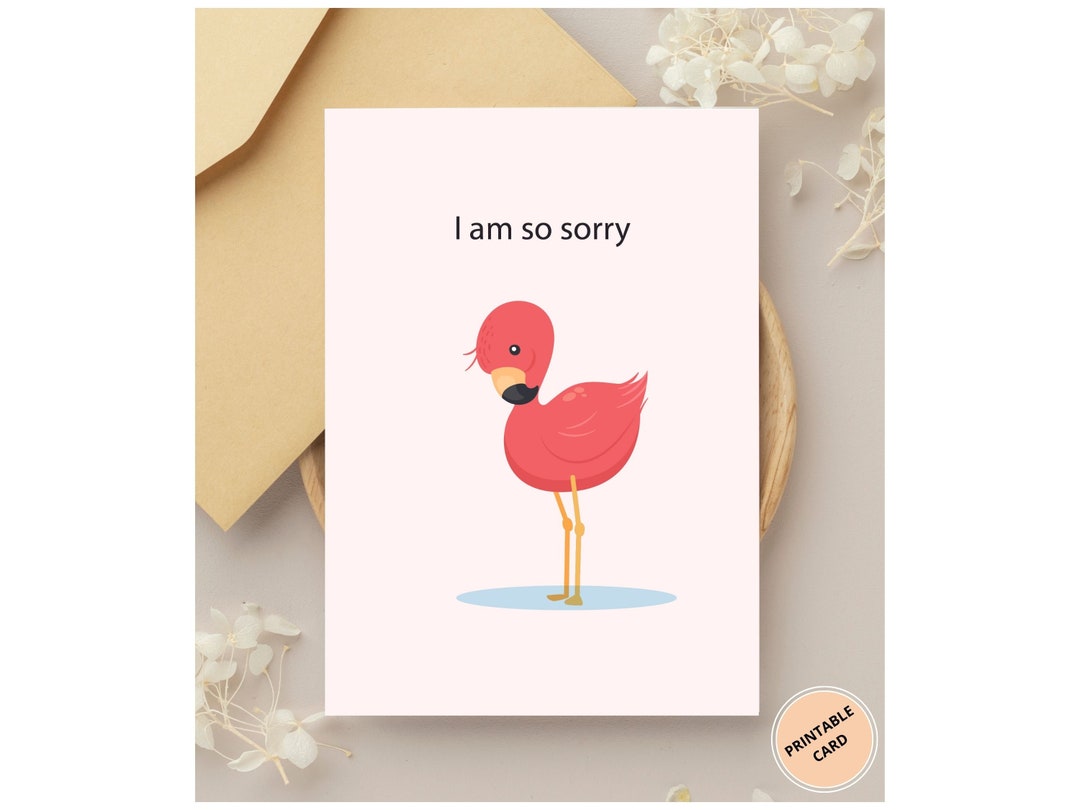 Printable Sorry Card, Printable Sincere Apology Card, Sad Cute Pink ...