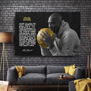 Citazioni motivazionali sulla mentalità su tela, poster di una leggenda del basket, stampa sulla mentalità di Kobe, regalo di basket, stampa sulla mentalità, citazione di Mamba