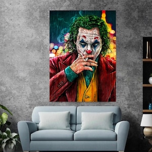 Farbige Joker Leinwand, Joker Portrait, Joker Wohnkultur. Joker Leinwand, Joker Gemälde