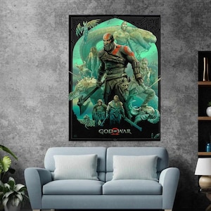 God of War Game Inspired Canvas, Kratos Wall Art, High Quality Print, Gaming Room Decor, Gift for Gamers