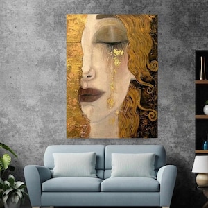 The Golden Tears Art Canvas Poster By Gustav Klimt Art Canvas Wall Art Poster Print, Frame Option, Ready To Hang