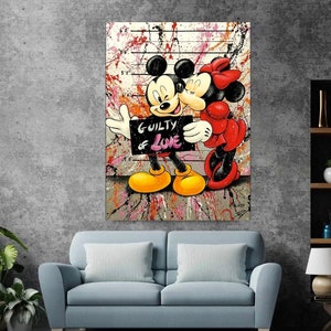 Banksy Mickey Mouse Graffiti Canvas, Luxury Mickey Mouse Canvas Print, Pop Art Home Decor, Fashion Cartoon Print , Prints Wall Art