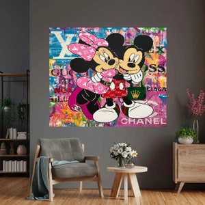 Tela graffiti di Topolino di Banksy, stampa su tela di lusso di Topolino, arredamento per la casa Pop Art, stampa di cartoni animati di moda, stampe artistiche da parete