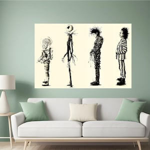Lienzo decorativo para pared de Eduardo Manostijeras, póster de la película de Tim Burton, decoración del hogar, póster de la película de Tim Burton, lienzo decorativo para pared.