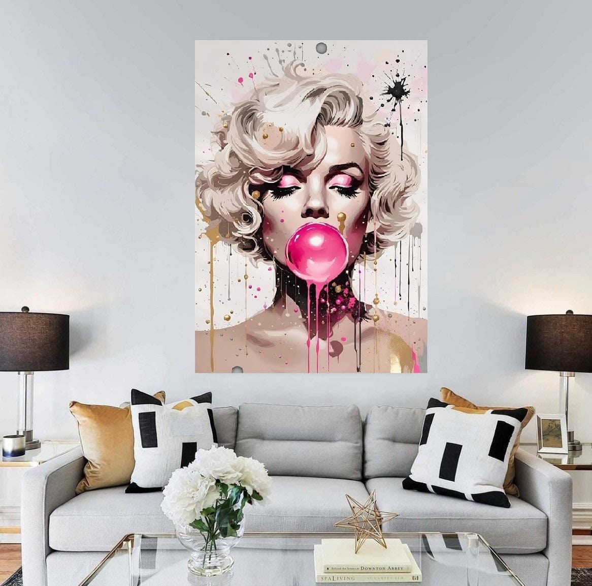 Marilyn Monroe Pink Bubble Gum Canvas Art Print - Ready to Hang - Etsy