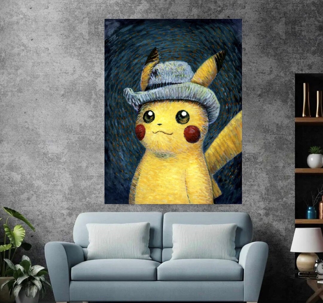 Pikachu Van Gogh Ready to Hang Canvas,van Gogh Pikachu Famous Artwork ...