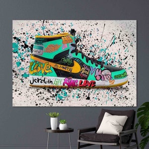 Wanddekor, Schuhe Graffiti Leinwand Druck, Benutzerdefinierte Leinwand, Leinwand, Jordan Schuh Hype Sneaker, Jordan Schuhe Leinwand Dekor, Moderne Leinwand Poster,