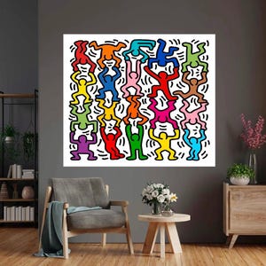 Lienzo enmarcado para pared de Keith Haring, póster de arte pop abstracto de Keith Haring, juego de lienzos para decoración del hogar