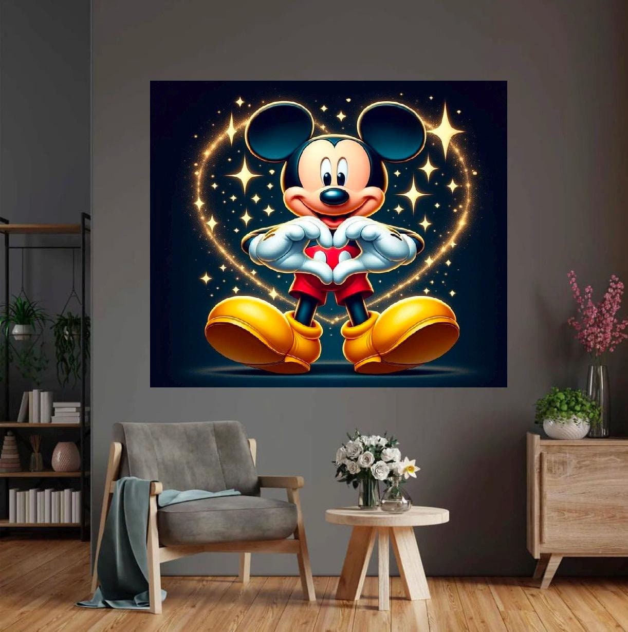 Banksy Mickey Mouse Graffiti Canvas, Luxury Mickey Mouse Canvas Print, Pop Art Home Decor, Fashion Cartoon Print , Prints Wall Art