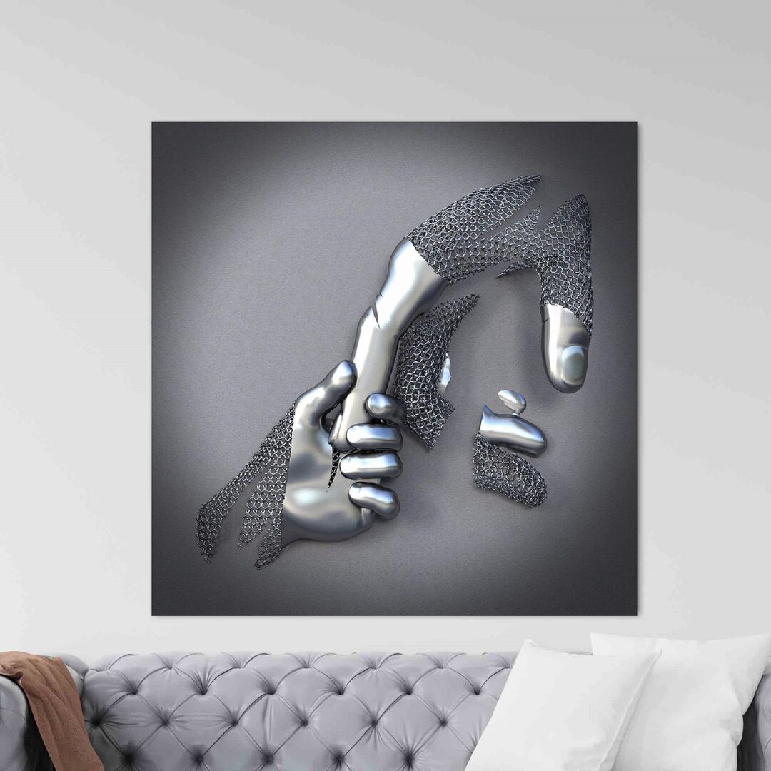 Love Heart 3D Metal Sculpture Effect, Framed Bedroom Wall Art Decor ...