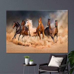 Laufende Pferde Leinwanddruck: Pferdesport Wandkunst