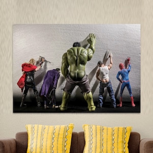 Avengers Movie Toilet Superheroes Canvas Wall Art,Superheroes Wall Art,Kids Room Wall Art,Avengers Wall Art,Movie Toilet Ready To Hang Print
