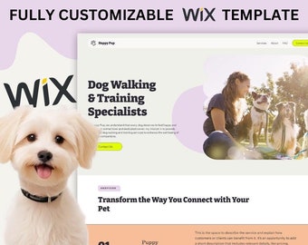 Wix Template For Dog Walkers / Dog Trainers - Creative Wix Webstite Template, Minimal Wix Design, Creative Customizable Website Template