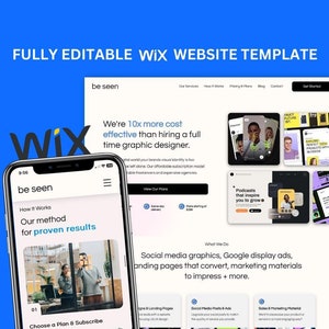 Plantilla de Wix para agencias de marketing, diseñadores gráficos, empresas, coaches online y emprendedores. Diseño web moderno y de alta conversión.