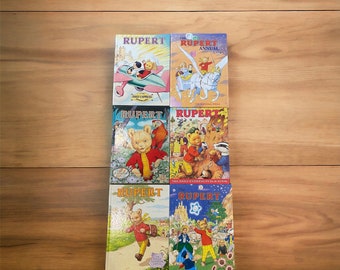 6 x Rupert l'ours albums annuels vintage rétro