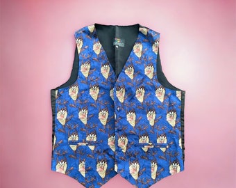 Silk waistcoat Looney Tunes Tazmanian devil size M tie rack vintage rare