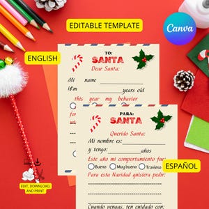 Editable Letter from Santa, Certificate, North Pole Mail, Download, Letter to Santa, Printable Template Letter to Santa, Canva