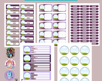 School Labels | Full Editable Template / Customize with Favorite Colors and Characters | Canva Digital, template in Canva