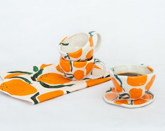 Mandarin ceramic mug, coffee mug, ceramic mug, mug, housewarming gift, wedding gift, birthday gift, Mother's Day gift