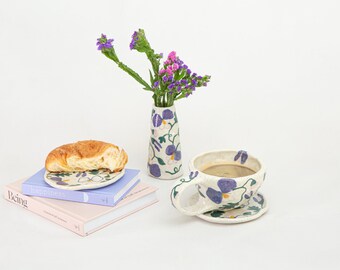 Pansy ceramic mug, coffee mug, ceramic mug, mug, housewarming gift, wedding gift, birthday gift, Mother's Day gift