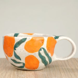 Mandarin ceramic coffee cup, coffee cup, ceramic cup, painted cup, housewarming gift, wedding gift, birthday gift, Mother&#39;s Day gift