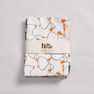 Duck, Check, Anthurium 3 Tea Towels pack, kitchen towel, hand towel, dish towel, printed tea towel, housewarming gift, birthday gift, unique
