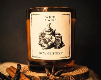 Dark Academia Candle, Spiced Clove Vanilla Scent, Folklore Decor, Book Lover Gift, Brownie's Nook