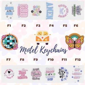 Faith-based Inspiration Motel Keychains – Retro Charm for Modern Adventures F1-F12