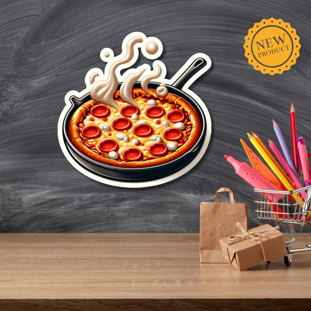 Hot Pasta Sticker Hot Pan Pizza, Funny Foodie Stickers, Cute, Delectable Vinyl Stickers ...