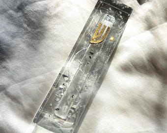 Chuppah Glass Mezuzah – Handmade Resin Jewish Wedding Gift