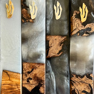 Handmade Olive Wood Mezuzah with Resin: Modern Judaica Home Decor