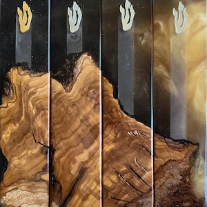 Handmade Olive Wood Mezuzah with Resin: Modern Judaica Home Decor