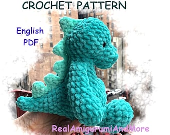 Baby T-Rex Crochet Pattern: Low Sew Amigurumi (PDF English Tutorial)