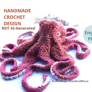 Haakpatroon Realistische octopus-amigurumipatroon octopus gevulde octopus-zelfstudie-amigurumi octopus-octopus softie-speelgoed octopus-laag naaien
