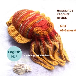 Wzór szydełkowy: realistyczna mątwa, amigurumi, wypchana mątwa, amigurumi, zwierzęta morskie, pluszowa mątwa, zabawkowa mątwa