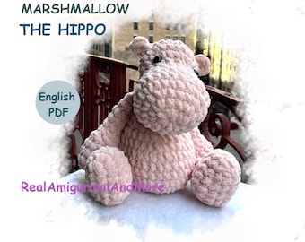 Marshmallow the Hippopotamus Crochet Pattern: Low Sew Amigurumi (PDF English Tutorial)